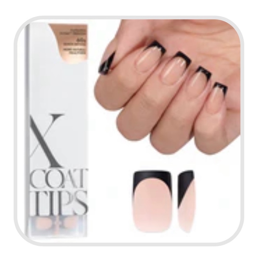 BTArtbox Black and Nude French Tip Nails